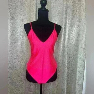 NWOT hot pink and silver stones body suit